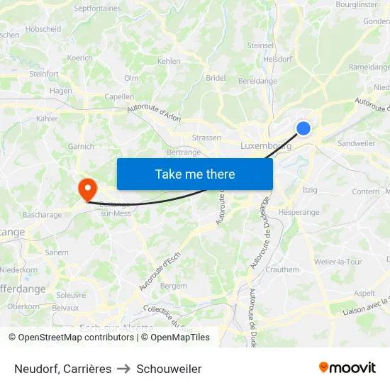 Neudorf, Carrières to Schouweiler map