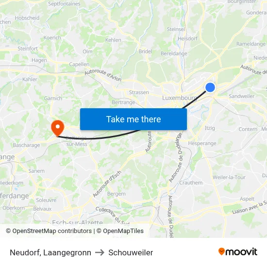 Neudorf, Laangegronn to Schouweiler map