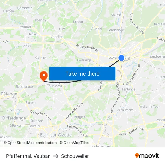 Pfaffenthal, Vauban to Schouweiler map
