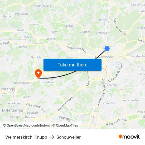 Weimerskirch, Knupp to Schouweiler map