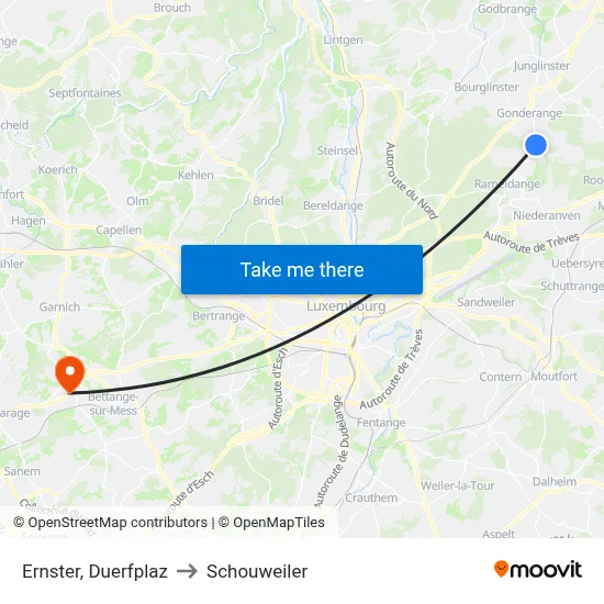 Ernster, Duerfplaz to Schouweiler map