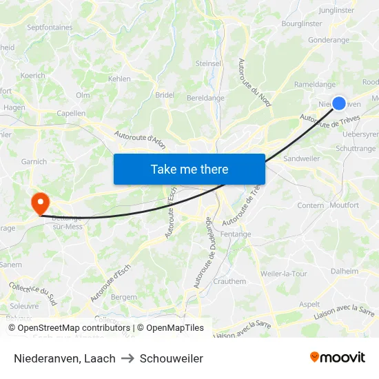 Niederanven, Laach to Schouweiler map