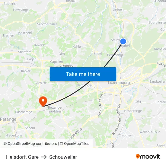 Heisdorf, Gare to Schouweiler map
