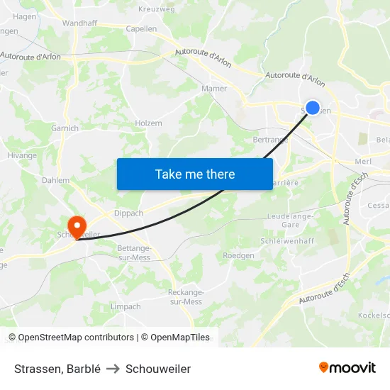 Strassen, Barblé to Schouweiler map