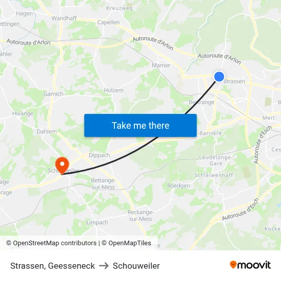 Strassen, Geesseneck to Schouweiler map