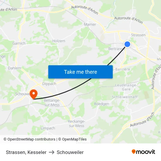 Strassen, Kesseler to Schouweiler map