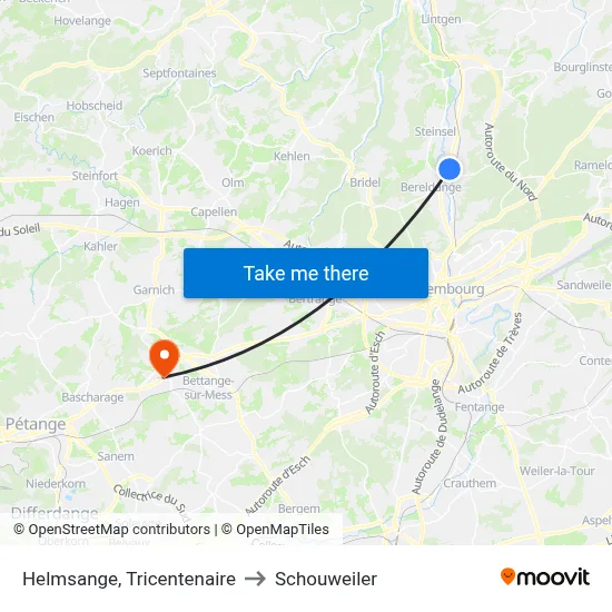 Helmsange, Tricentenaire to Schouweiler map