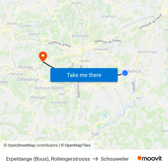 Erpeldange (Bous), Rollengerstrooss to Schouweiler map