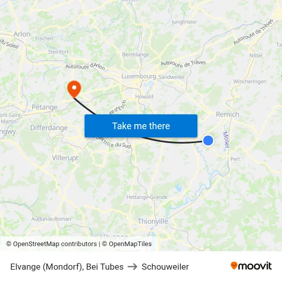 Elvange (Mondorf), Bei Tubes to Schouweiler map