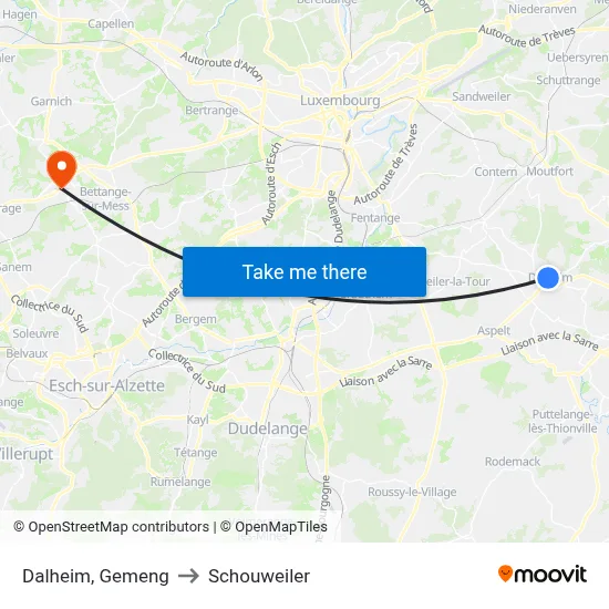 Dalheim, Gemeng to Schouweiler map