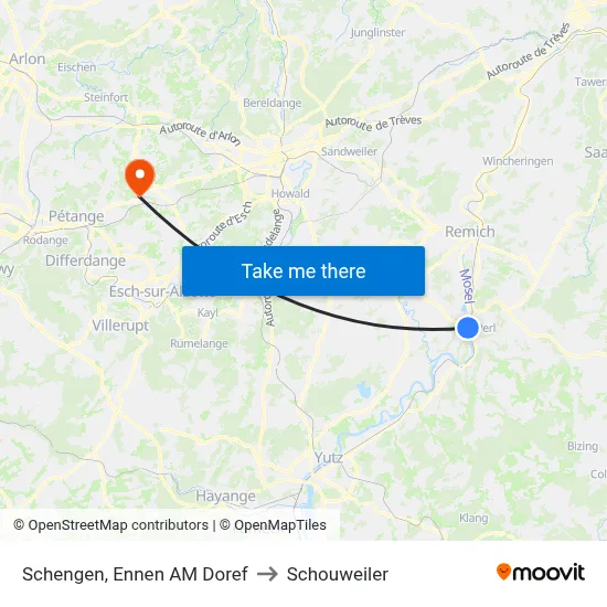 Schengen, Ennen AM Doref to Schouweiler map