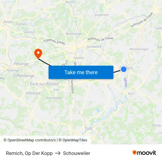 Remich, Op Der Kopp to Schouweiler map