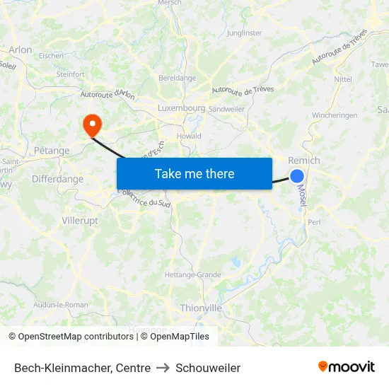 Bech-Kleinmacher, Centre to Schouweiler map