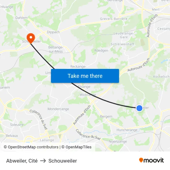 Abweiler, Cité to Schouweiler map