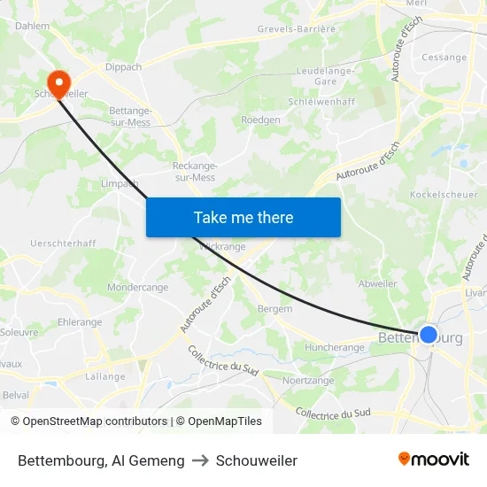 Bettembourg, Al Gemeng to Schouweiler map