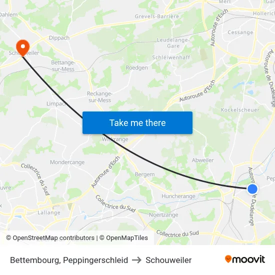 Bettembourg, Peppingerschleid to Schouweiler map