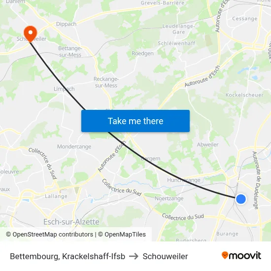 Bettembourg, Krackelshaff-Ifsb to Schouweiler map