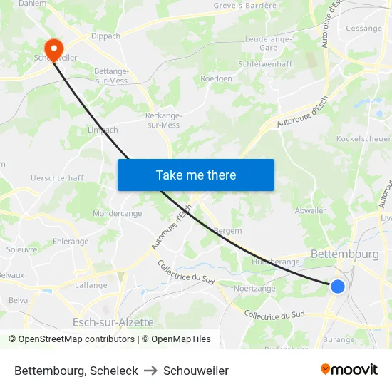 Bettembourg, Scheleck to Schouweiler map