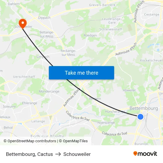Bettembourg, Cactus to Schouweiler map
