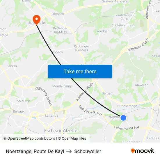 Noertzange, Route De Kayl to Schouweiler map