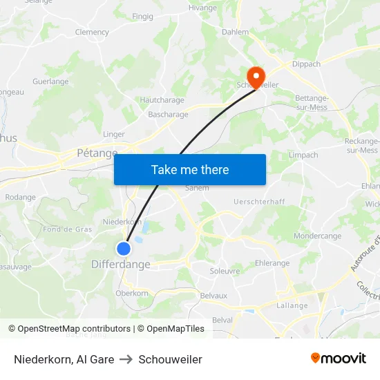 Niederkorn, Al Gare to Schouweiler map