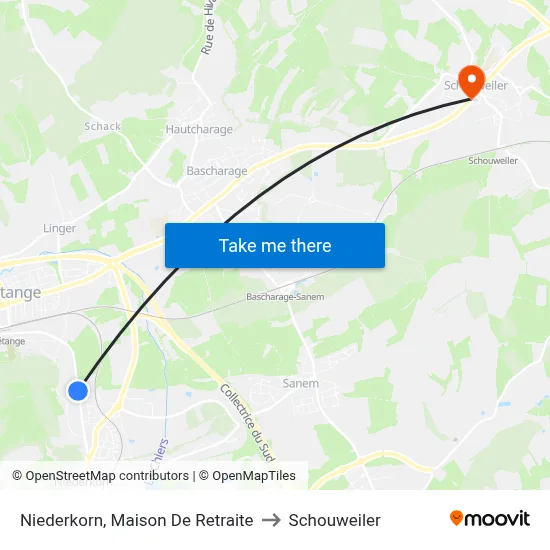 Niederkorn, Maison De Retraite to Schouweiler map