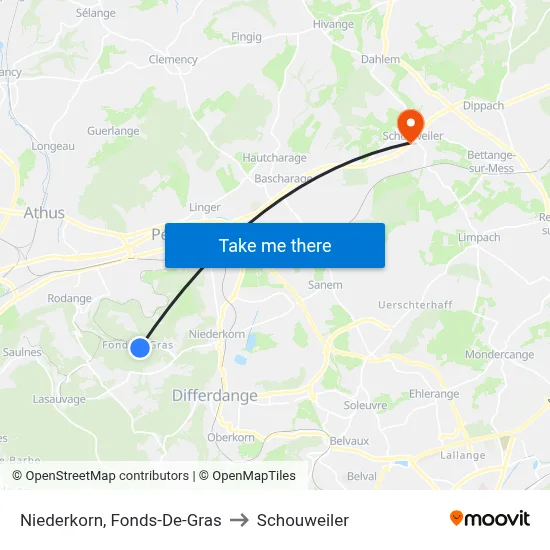 Niederkorn, Fonds-De-Gras to Schouweiler map