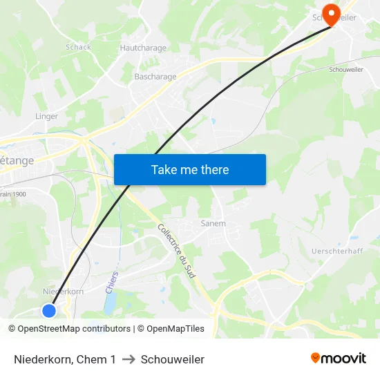 Niederkorn, Chem 1 to Schouweiler map