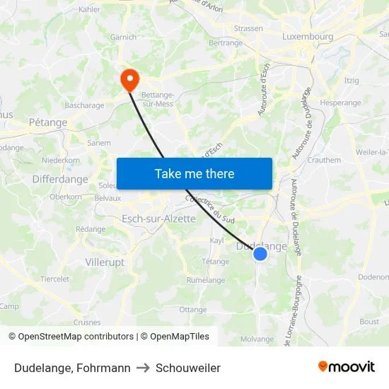 Dudelange, Fohrmann to Schouweiler map