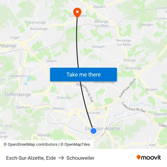 Esch-Sur-Alzette, Eide to Schouweiler map
