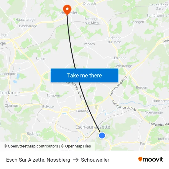 Esch-Sur-Alzette, Nossbierg to Schouweiler map