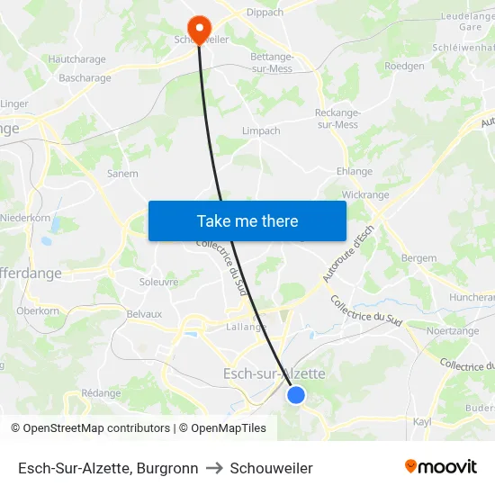 Esch-Sur-Alzette, Burgronn to Schouweiler map