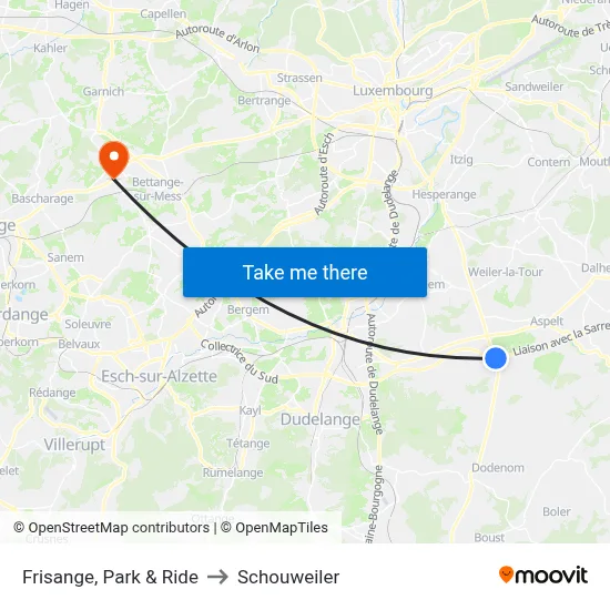 Frisange, Park & Ride to Schouweiler map
