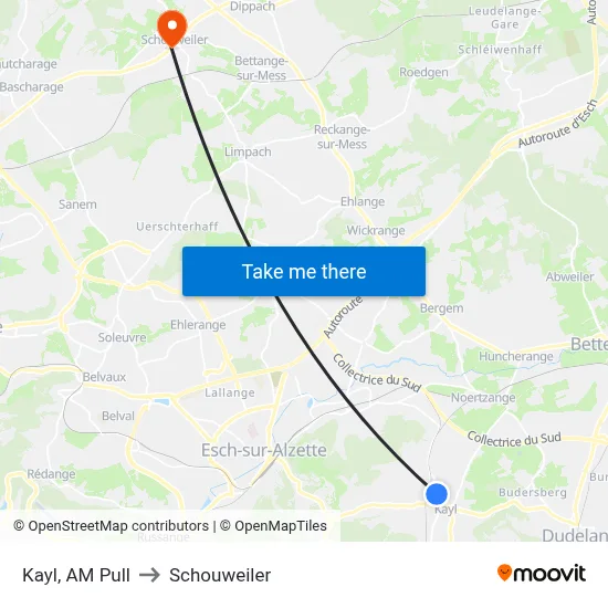 Kayl, AM Pull to Schouweiler map