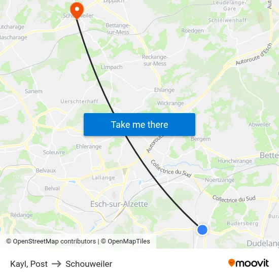 Kayl, Post to Schouweiler map