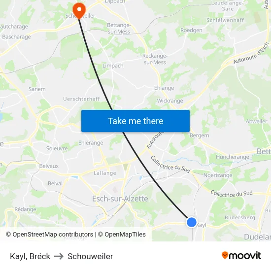 Kayl, Bréck to Schouweiler map