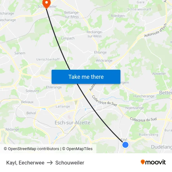Kayl, Eecherwee to Schouweiler map