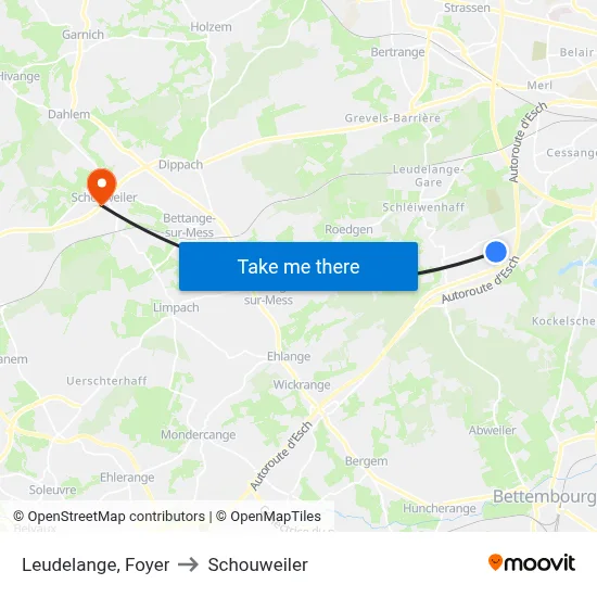 Leudelange, Foyer to Schouweiler map