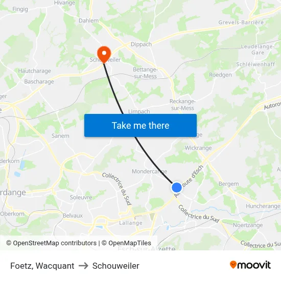 Foetz, Wacquant to Schouweiler map