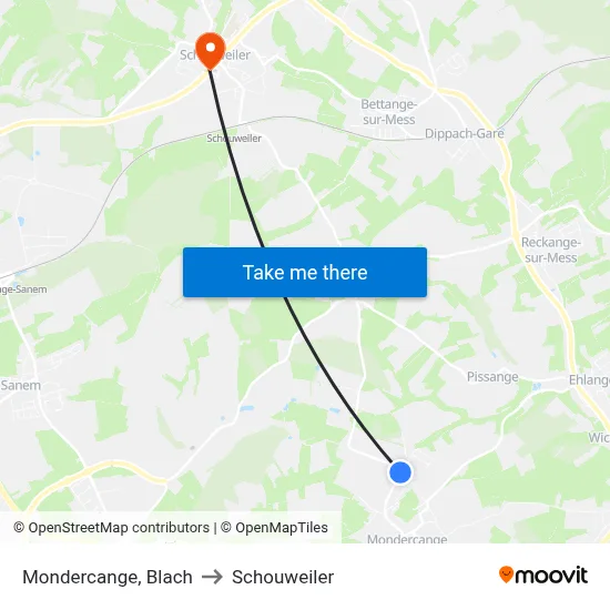 Mondercange, Blach to Schouweiler map