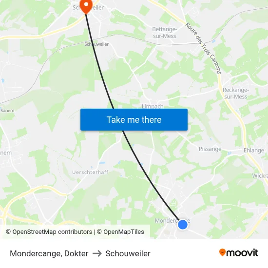 Mondercange, Dokter to Schouweiler map