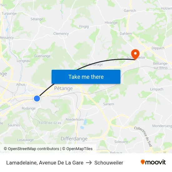 Lamadelaine, Avenue De La Gare to Schouweiler map