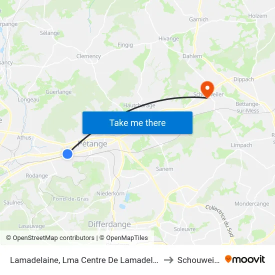 Lamadelaine, Lma Centre De Lamadelaine to Schouweiler map
