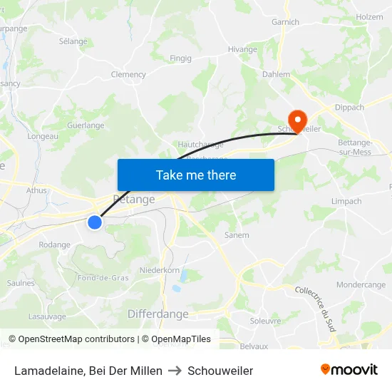 Lamadelaine, Bei Der Millen to Schouweiler map