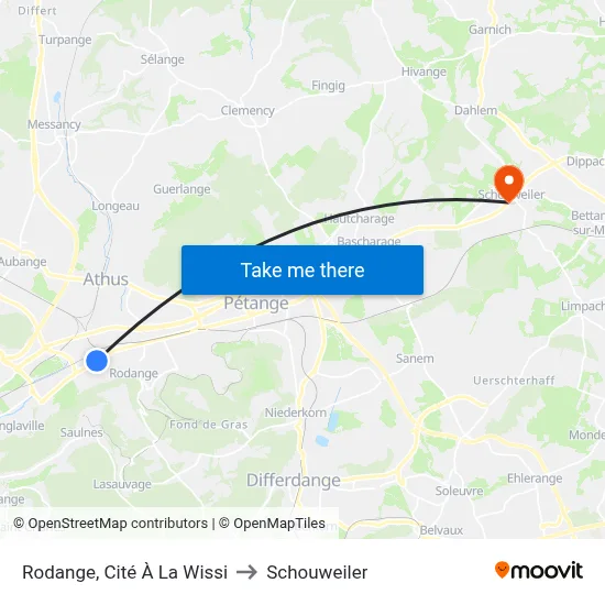 Rodange, Cité À La Wissi to Schouweiler map