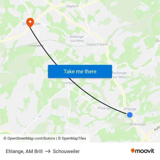 Ehlange, AM Brill to Schouweiler map