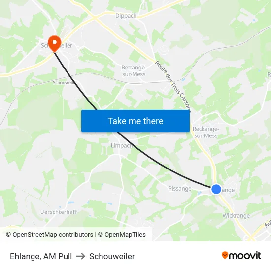 Ehlange, AM Pull to Schouweiler map