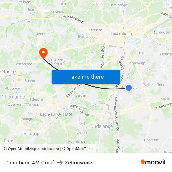 Crauthem, AM Gruef to Schouweiler map