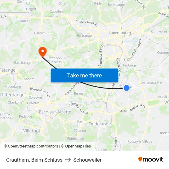 Crauthem, Beim Schlass to Schouweiler map