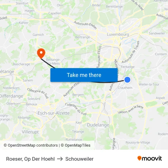 Roeser, Op Der Hoehl to Schouweiler map